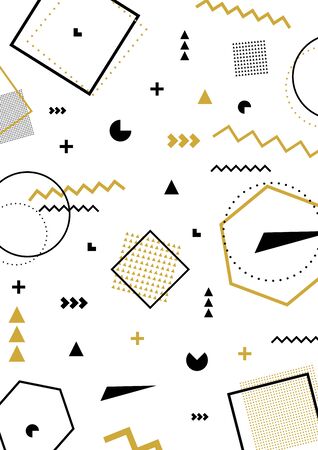 Retro geometric pattern with mosaic shapes. Retro memphis style. Fashion 80-90s. Vector design.のイラスト素材