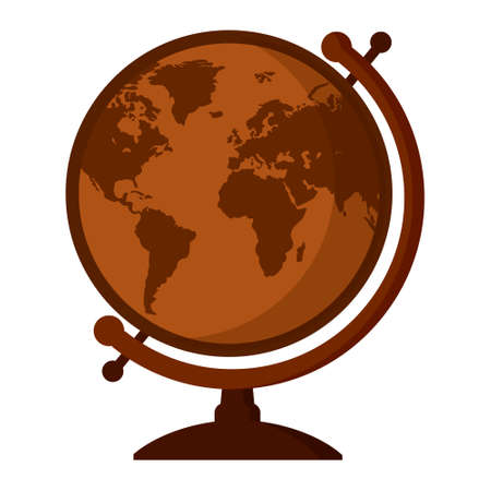 Geography school globe icon, vintage style. illustration, flat modern design.のイラスト素材