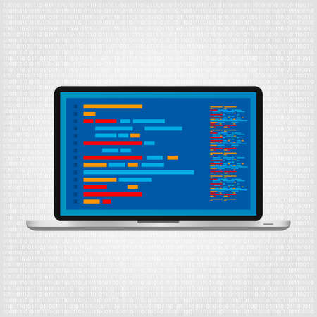 Programming and coding. Web developer coding concept. Vector illustration.のイラスト素材