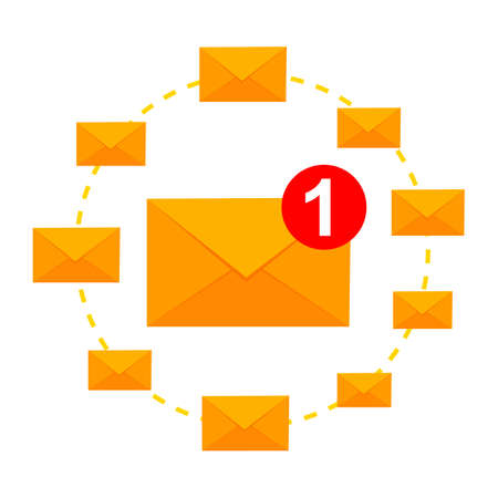 Email marketing concept. Receive and Sending email. Vector illustration isolated on white background. Flat design.のイラスト素材