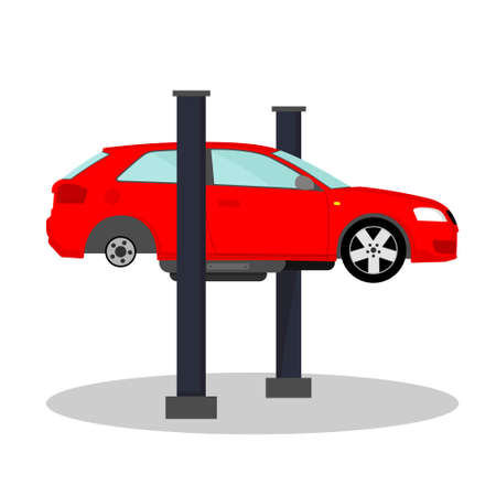 Car service and car repair isolated on white background, vector illustrationのイラスト素材