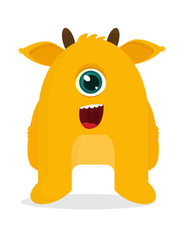 Cute yellow monster. Vector illustration, flat design.のイラスト素材