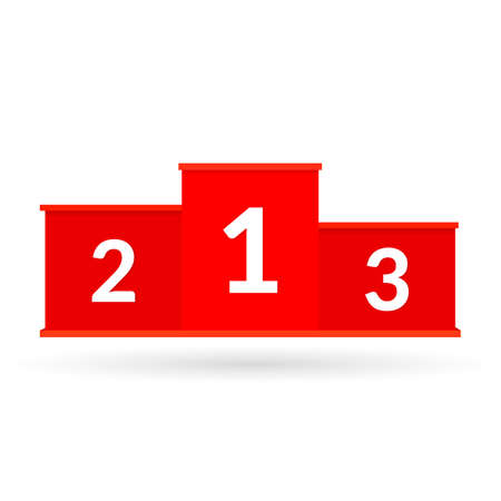Red empty podium winners isolated on white background. Pedestal. Flat style. Vector illustration.のイラスト素材
