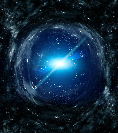 beautiful space background with rays and starsの写真素材