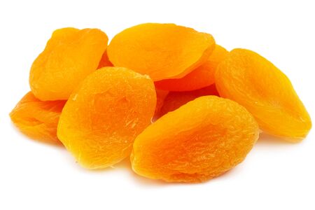 Dried apricots isolated on white backgroundの写真素材