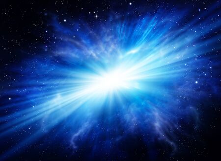 Blue light burst explosion in space