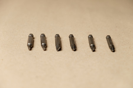 Quality drill bits lined up for precise home repair and construction tasksの写真素材