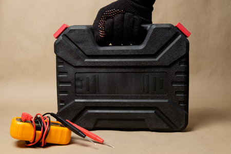 Tool case with battery screwdriver and repair accessoriesの写真素材