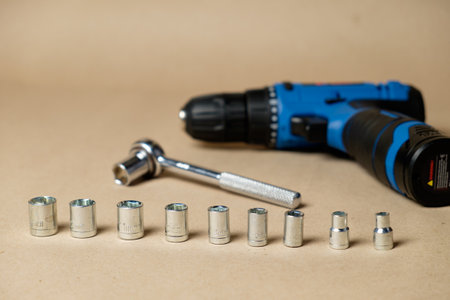 Essential tools for home improvement projects in a well-organized caseの写真素材
