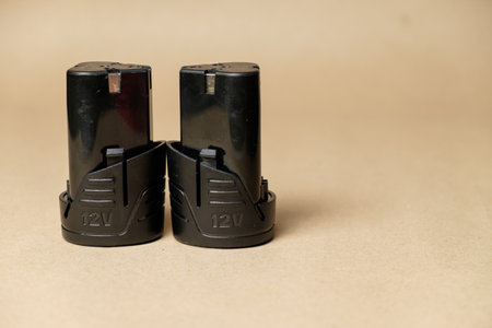 Battery packs for cordless drill in a practical tool case for home repairsの写真素材