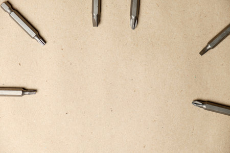 Precision tools arranged for home renovation projects and repairsの写真素材