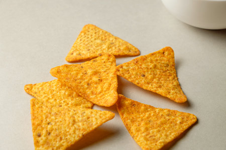 Crunchy nacho chips ready for an exciting snack timeの写真素材