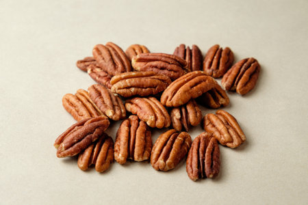 Enjoying fresh pecan nuts on a sunny afternoon in the countrysideの写真素材