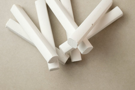 Crafting with white chalk pieces for creative activities and lessons at homeの写真素材