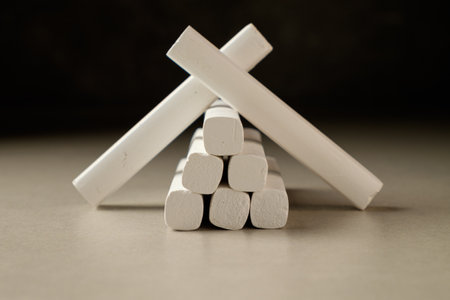 Creative chalk arrangement showcasing artistic potential in a dimly lit space