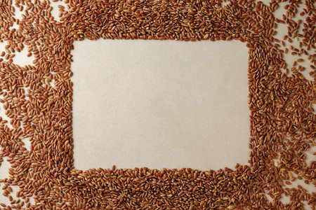 Discover the natural beauty of organic brown rice arranged artisticallyの写真素材