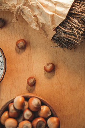 Natural textures and earthy tones showcase seasonal harvest on a wooden table