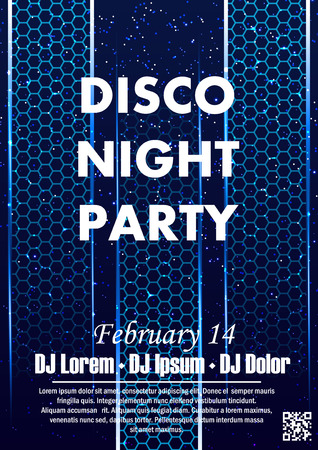 Disco night party vector poster template with shining spotlights backgroundのイラスト素材