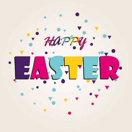 Happy Easter colorful lettering. Seasons greetings, invitation, poster, label, banner template.のイラスト素材