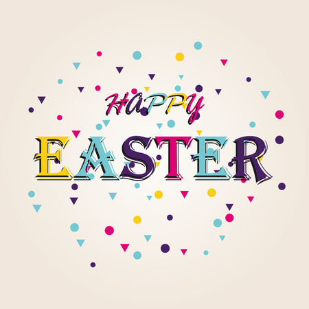 Happy Easter colorful lettering. Seasons greetings, invitation, poster, label, banner templateのイラスト素材