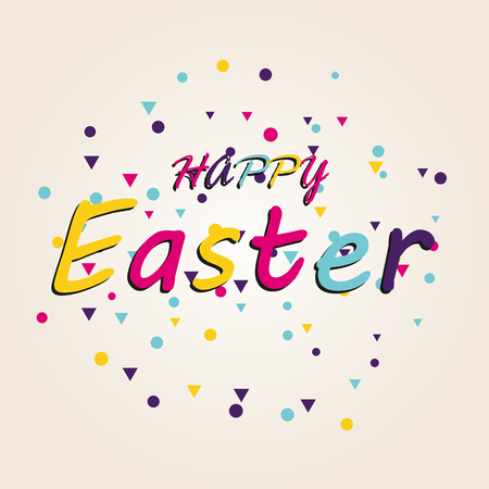 Happy Easter colorful lettering. Seasons greetings, invitation, poster, label, banner templateのイラスト素材