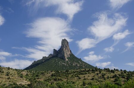 igh and steep rocky under cloudy blue skies,Eskisehir/TURKEYの写真素材