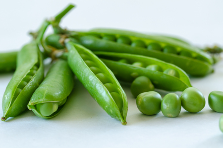 Fresh Green Peas Macro - organic food from the garden.の写真素材