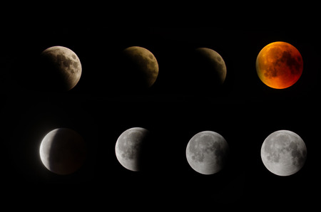 From beginning till end of lunar eclipse as 8 section in Eskisehir, Turkey July 27, 2018