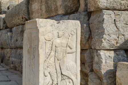EPHESUS, TURKEY: Marble reliefs in Ephesus historical ancient  in Selcuk,Izmir,Turkeyのeditorial素材