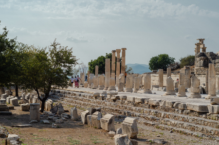 EPHESUS, TURKEY - AUGUST 19, 2018: The ancient city of Ephesus is visited by thousands of tourists every year.( Ephesus is a UNESCO World Heritage site.)のeditorial素材