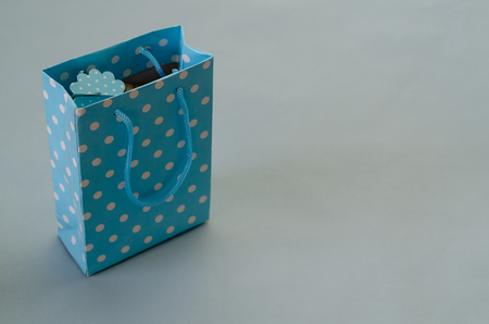 Blue Gift box is on the light blue background,copy space,の写真素材