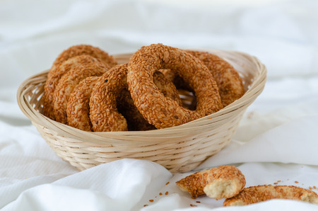Turkish Traditional Bagel Candidus / Simit with Sesame Seeds.