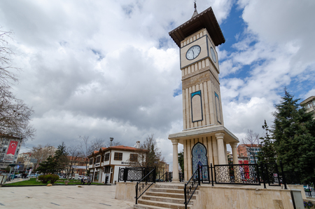 Kutahya / TURKEY-April 08,2019: Kutahya Clock Tower .The city square and symbol of the cityのeditorial素材