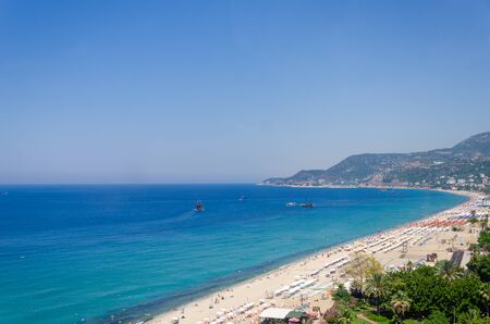 Alanya Coast in summer in Turkey.The photo was taken from the cable car descending from Alanya Castle.の写真素材