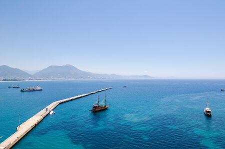 View of Alanya harbour in Antalya;Turkey.の写真素材
