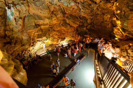 Alanya,Turkey-June 25,2019: Damlatas Cave. The stalactites and stalagmites are supposed to be  formed between  1.000-15000 BC. It contributes to the promotion of the district and is known to be good for asthma.のeditorial素材
