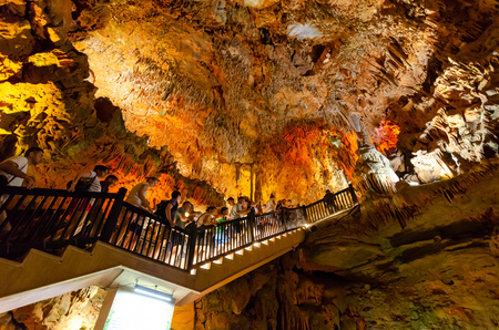 Alanya,Turkey-June 25,2019: Damlatas Cave. The stalactites and stalagmites are supposed to be  formed between  1.000-15000 BC. It contributes to the promotion of the district and is known to be good for asthma.のeditorial素材