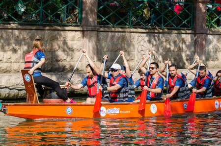 Eskisehir, TURKEY - May 19, 2019: Traditional canoe race (