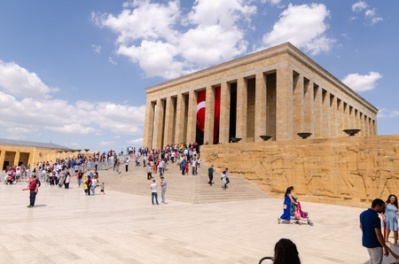 Ankara, Turkey -August 30,2019:  Anitkabir Mausoleum of Ataturk in a cloudy day. The people are visiting the Great Leader Ataturk in his grave to convey his love and respect.のeditorial素材