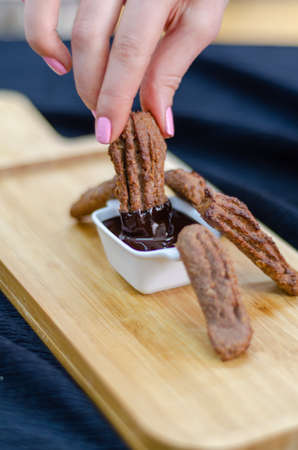 Gluten free cookiesonthe wooden table.の写真素材