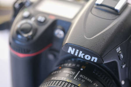 Eskisehir,TURKEY- March 01, 2020: Nikon D7000 Dslr photography camera with Nikkor  50 mm lens ,selective focus.のeditorial素材