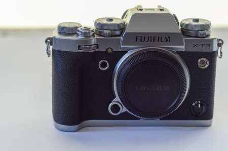 Eskisehir,TURKEY: March 01,2020: Isolated Fujifilm camera X-T3 on white background.のeditorial素材