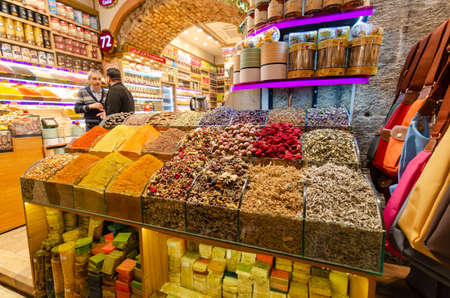 ISTANBUL, TURKEY-January 25, 2020:  Egyptian Bazaar or Spice Bazaar Turkish: MISIR CARSISI in...
