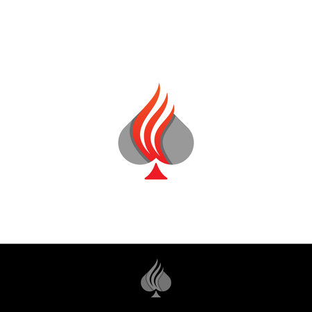 Ace of spade letter W flame logo design with black and white colors on background.のイラスト素材
