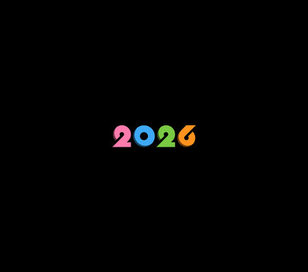 Colorful numbers 2026 logo, social media post for new year or anniversary use.のイラスト素材