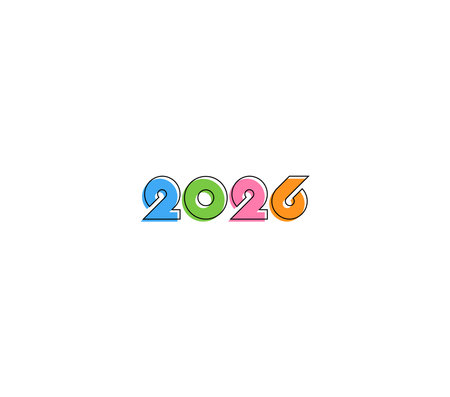 Colorful numbers 2026 logo, social media post for new year or anniversary use.