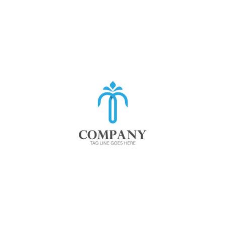 Modern Minimal letter T palm tree logo design concept with eps 10 original files with white background.のイラスト素材
