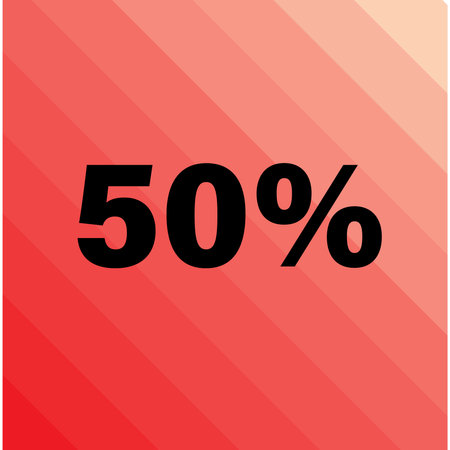 Vector Illustration 50 Percent  Banner. Modern Red Web Label.