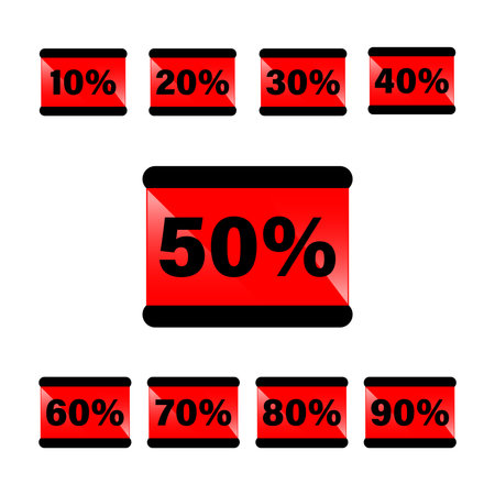 10 20 30 40 50 60 70 80 90 Discount Sale tags set vector badges template Sale offのイラスト素材