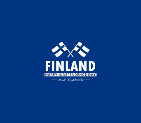 Finland Independence Day square banner in geometric style. Colorful modern greeting card for National day of Finland in December.のイラスト素材
